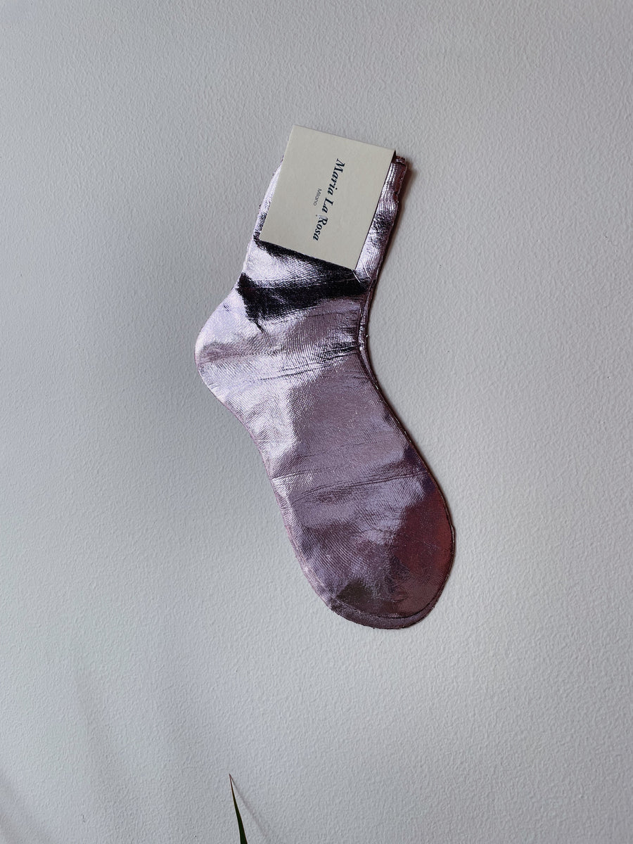 Laminated Silk Sock-Brown - Wood & Rose