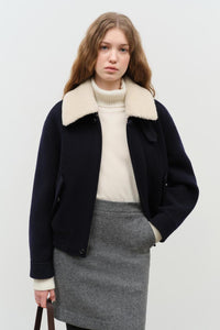 FUR COLLAR BLOUSON JACKET