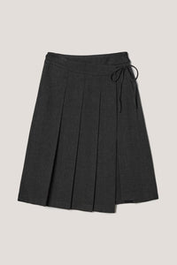 RIBBONED PLEATS WRAP SKIRT