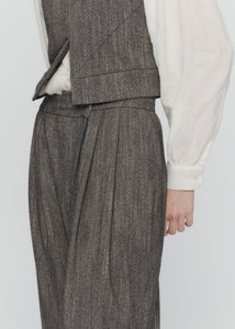 WOOL TWO TUCK WRAP PANTS