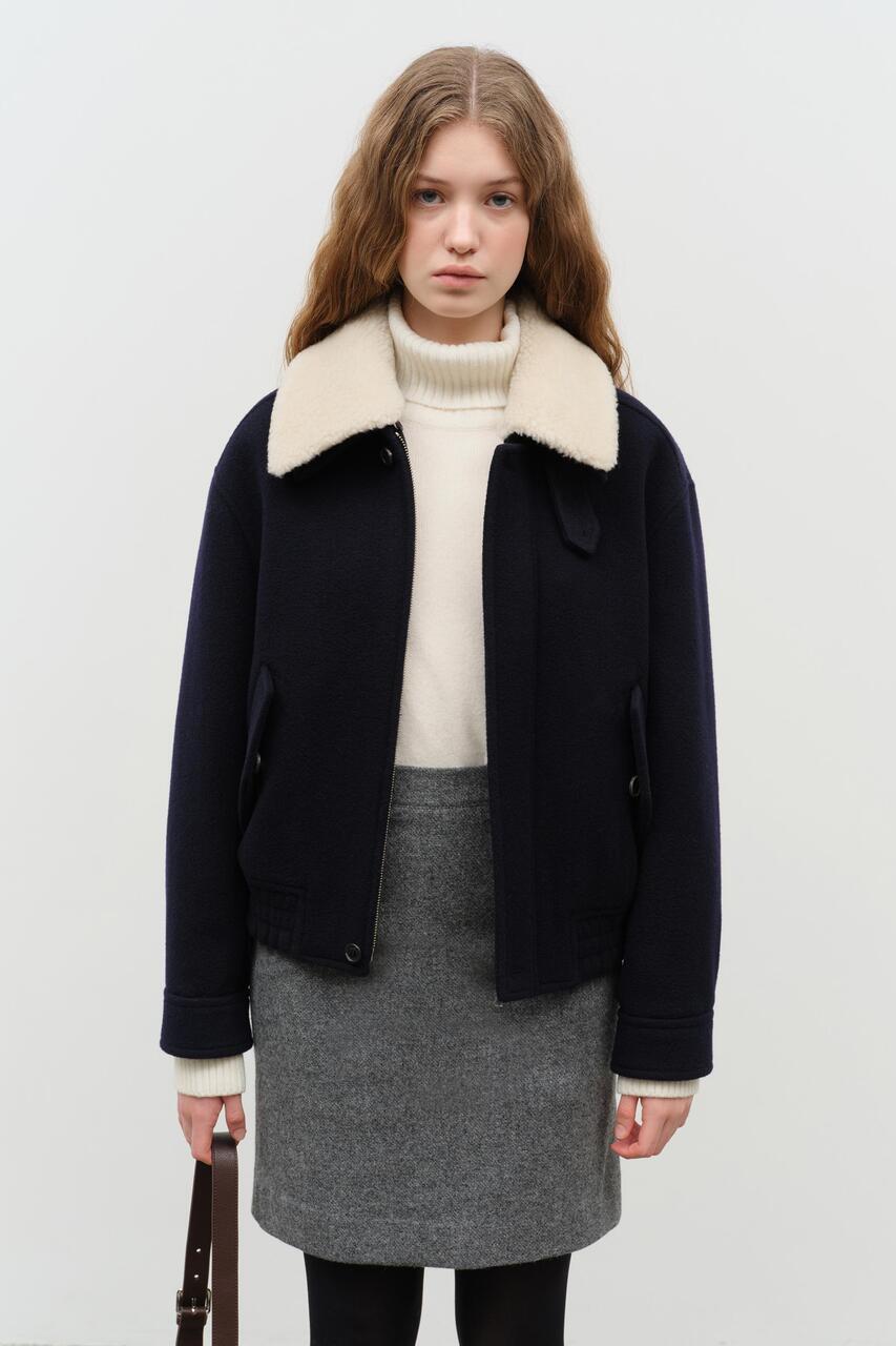 FUR COLLAR BLOUSON JACKET