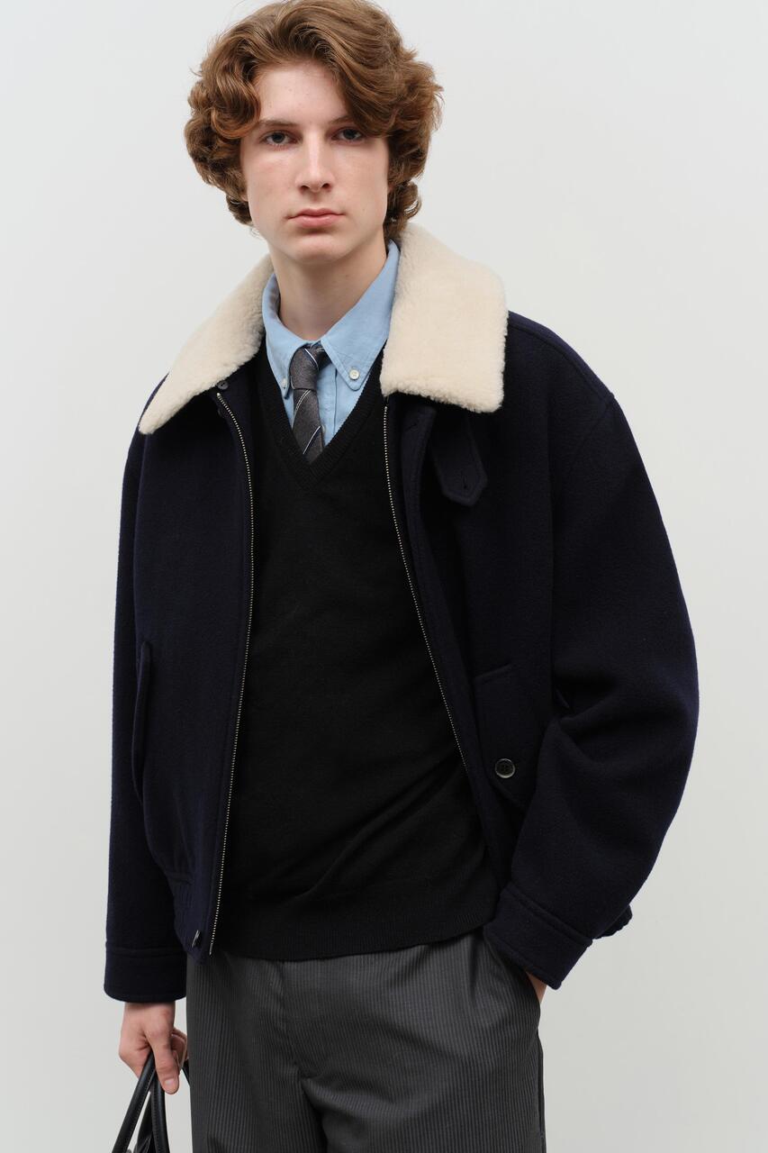 FUR COLLAR BLOUSON JACKET