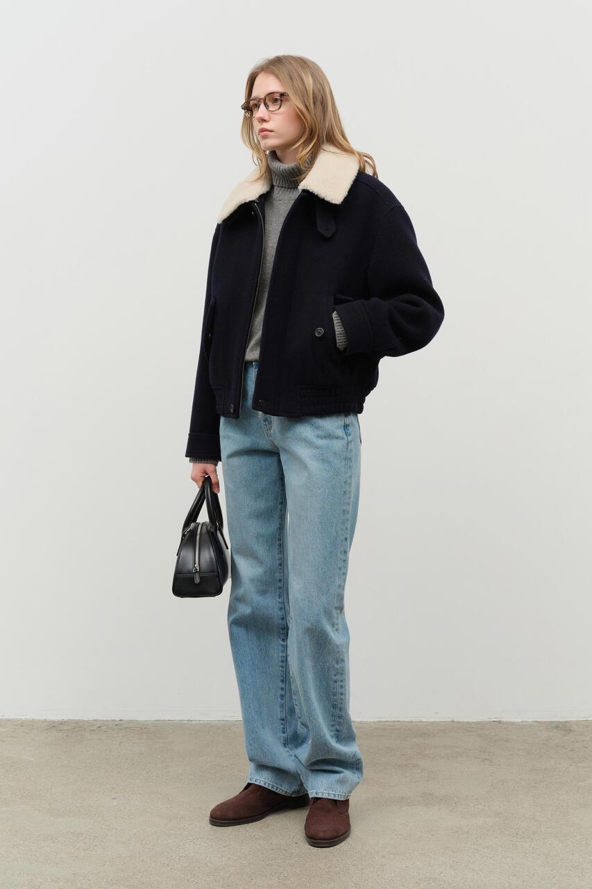 FUR COLLAR BLOUSON JACKET