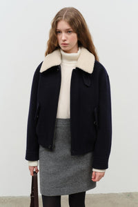 FUR COLLAR BLOUSON JACKET