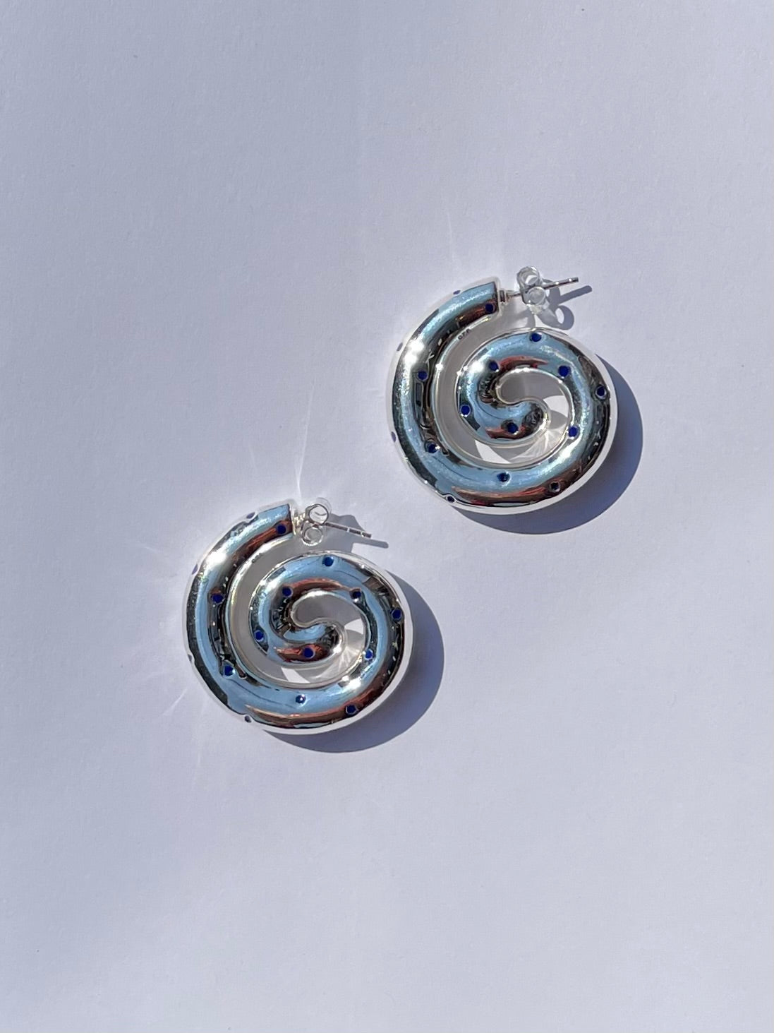 PUFFY SPIRAL POLKA DOT EARRINGS