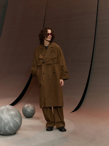 【HENRIK VIBSKOV】ボンディングオーバーサイズコート　ブラウン　M HANDS DOWN COAT – MONTY