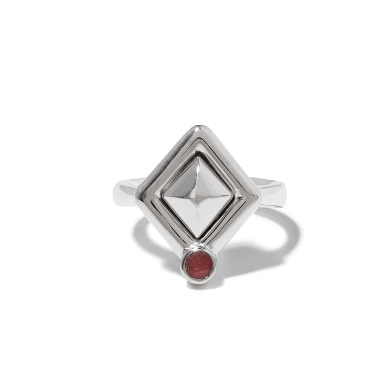 ETERNAL SILVER QUARTZ RHODOLITE RING