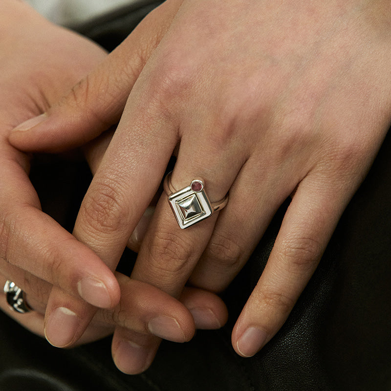 ETERNAL SILVER QUARTZ RHODOLITE RING