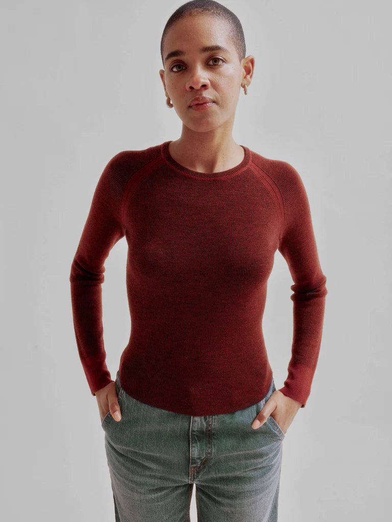 COMBO RIBBED CREWNECK