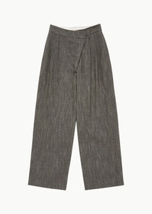 WOOL TWO TUCK WRAP PANTS