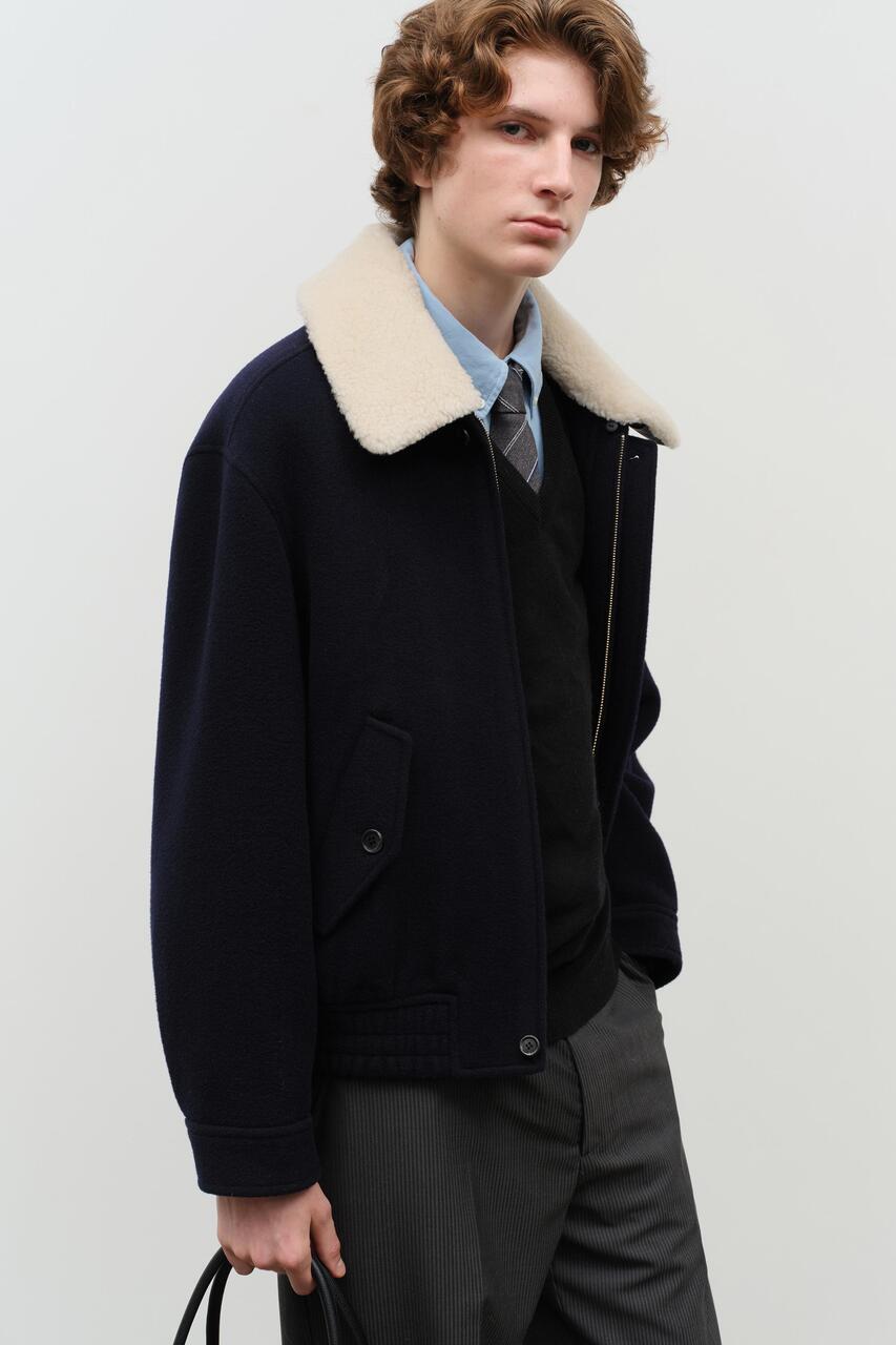 FUR COLLAR BLOUSON JACKET