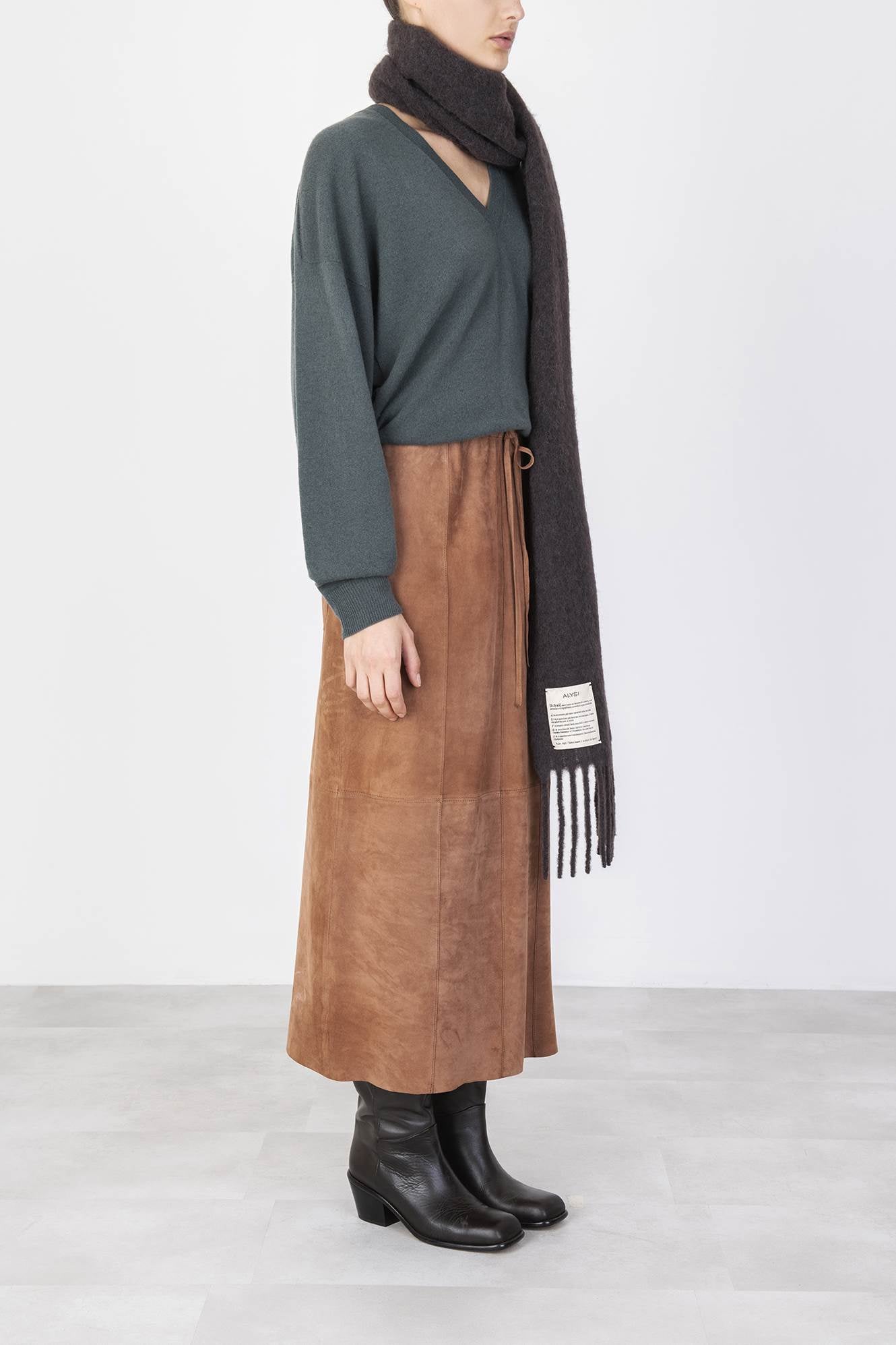 LONG SUEDE SKIRT