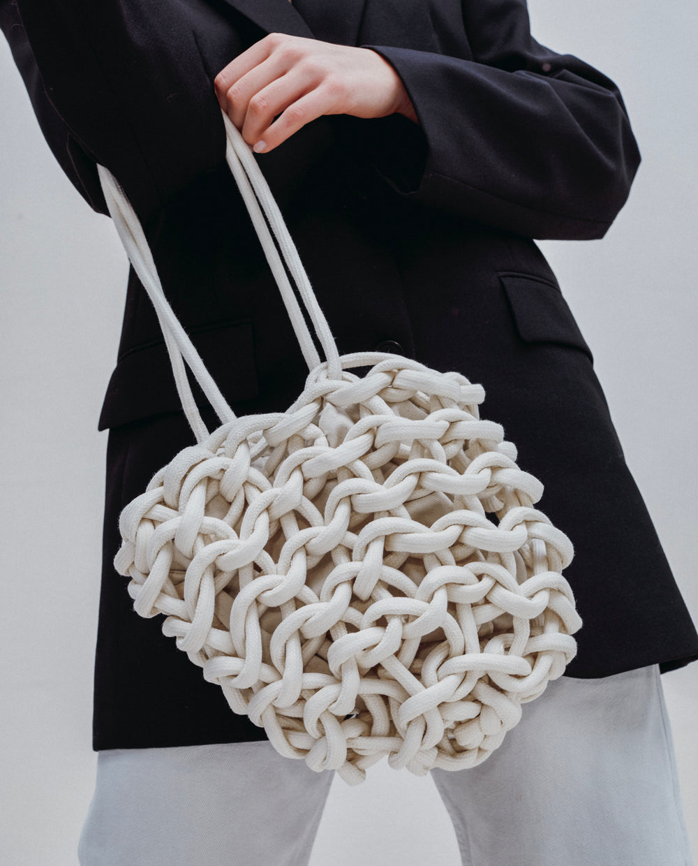 Alienina woven outlet cotton bucket bag